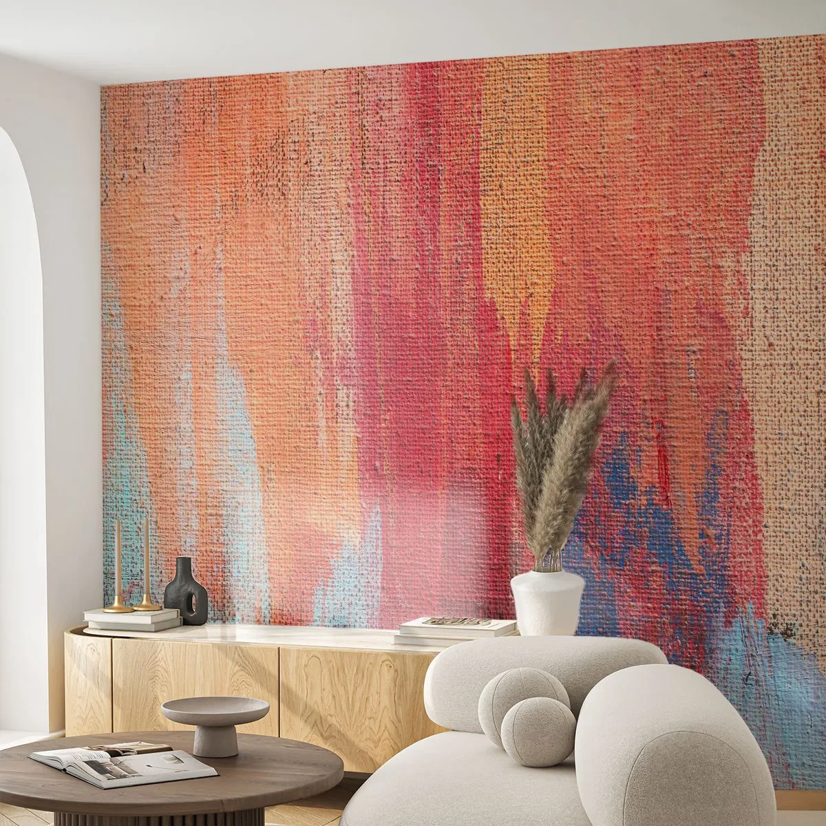 Zelfklevend Fotobehang Deluxe Sticker - Ren door de regenboog - Abstractie, Deel, Schilderen - 350x256 cm