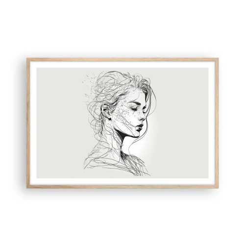Een poster in een licht eiken lijst - Portret in gedachten - 91x61 cm