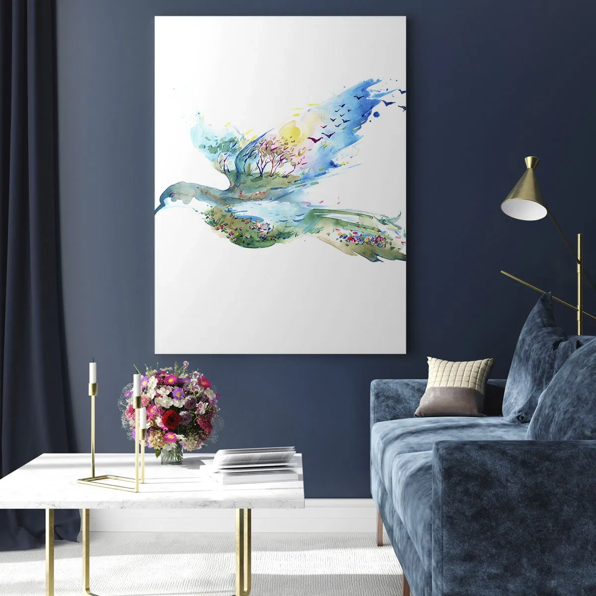 Schilderen op glas - Op de vleugels van de natuur - 70x100 cm