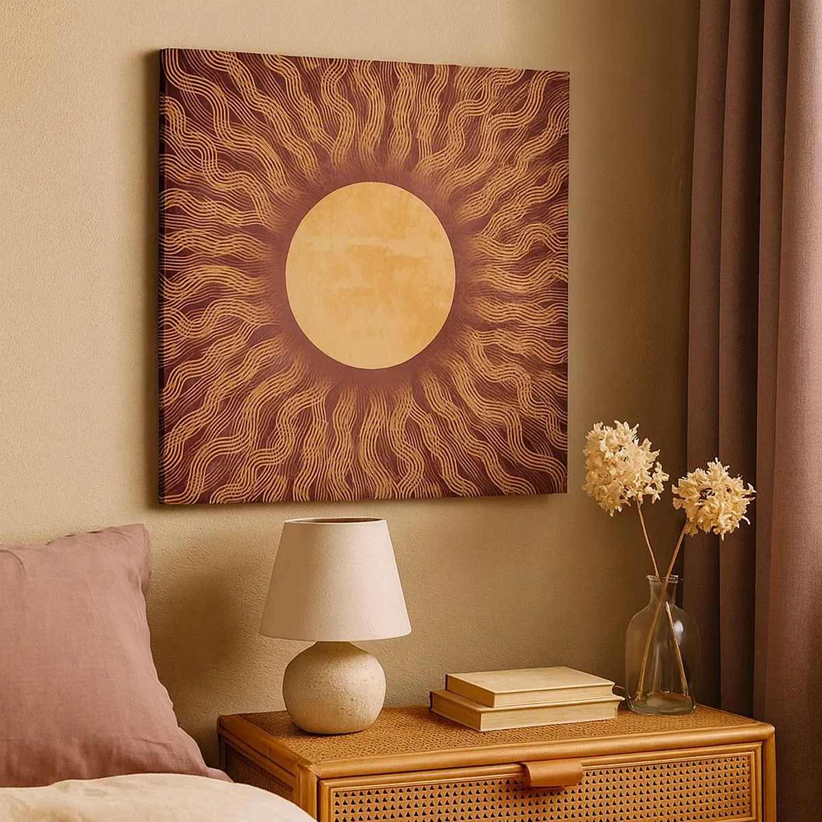 Schilderen op canvas - Zon icoon - 30x30 cm