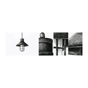 Fotobehang Monster Zelfklevend Deluxe Sticker - Zoals jaren geleden… - Lamp, Tekening, Potlood - 100x30 cm