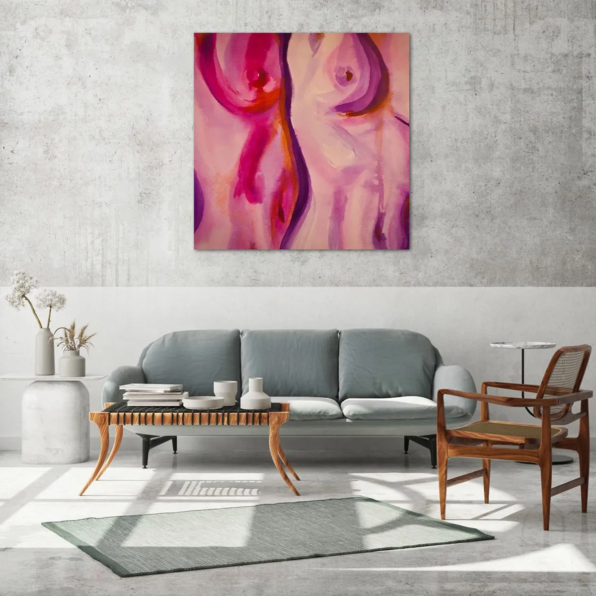 Schilderen op glas - Ode aan vrouwelijkheid - 70x70 cm