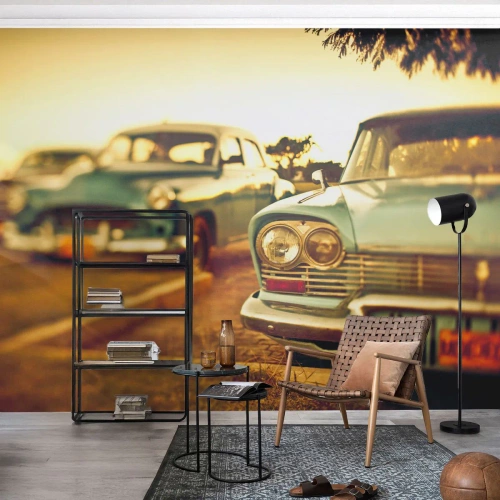 Zelfklevend Fotobehang Deluxe Sticker - Maar afwachten - Auto, Cuba, Automobiel - 250x175 cm