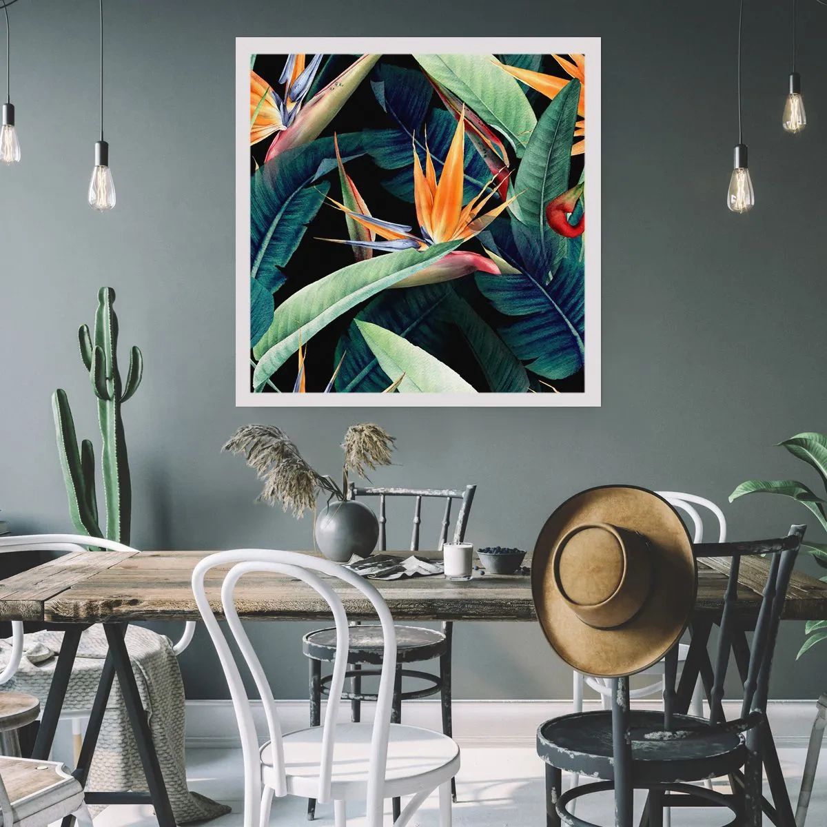 Poster - Vlammende bloemen van de tropen - 60x60 cm