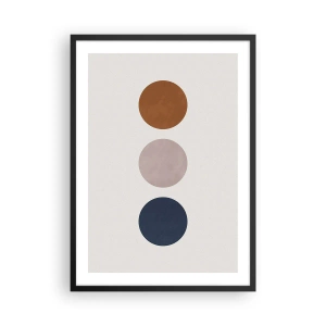 Poster in een zwarte lijst - Minimalistische cirkels in warme tinten op een lichte achtergrond - 50x70cm - Een symbool van uitmuntendheid - Moderne wanddecoratie voor woonkamer en slaapkamer ARTTOR