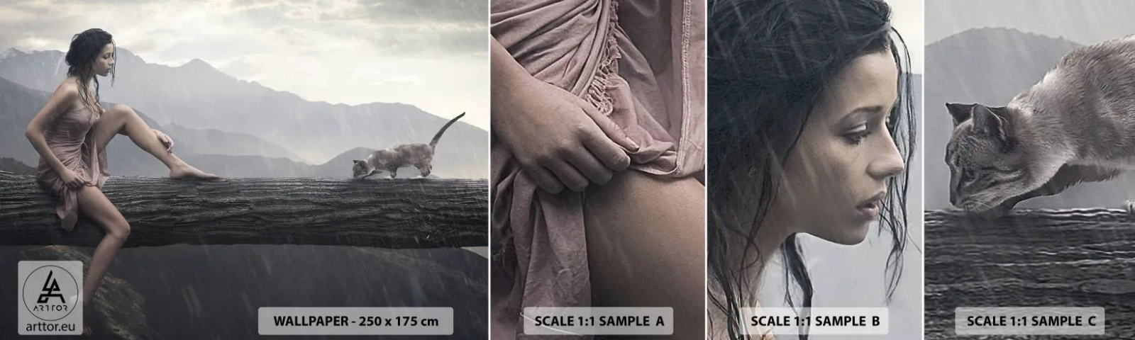 Fotobehang Staaltje Standard Eco - Pieken van schoonheid - Vrouw, Model, Landschap - 100x30 cm