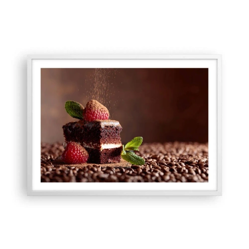 Poster in een witte lijst - Het leven is zoet - 70x50 cm