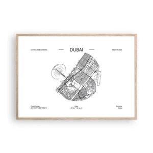 Een poster in een licht eiken lijst - Anatomie van Dubai - 100x70 cm