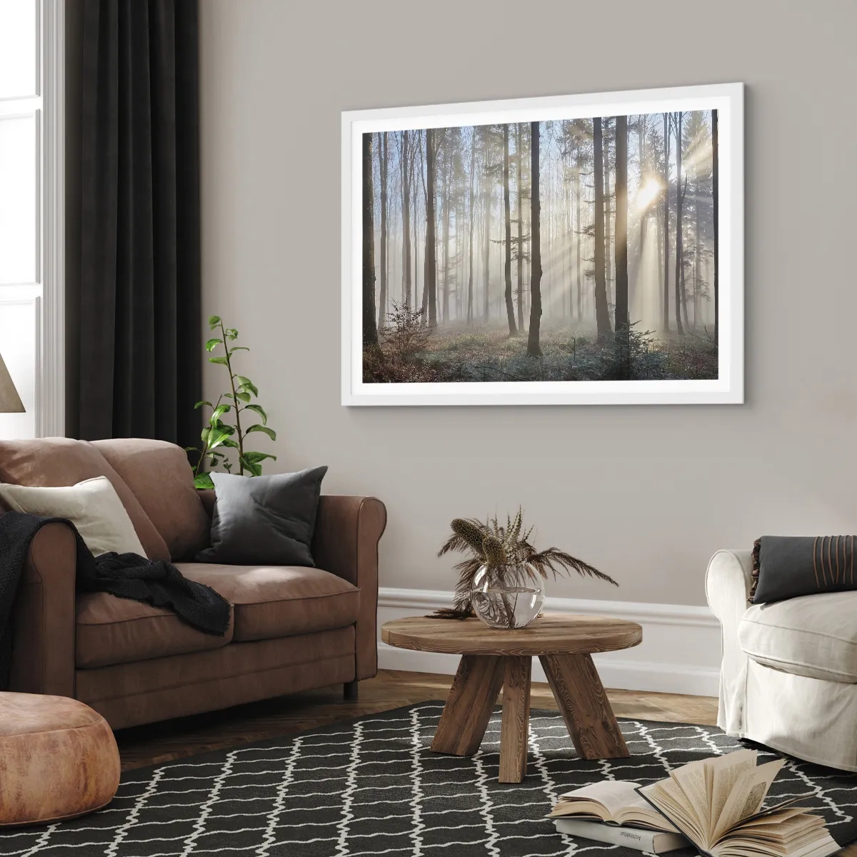 Poster in een witte lijst - De mist werd ook wakker - 91x61 cm