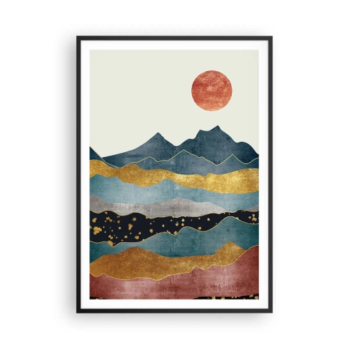 Poster in een zwarte lijst - Een dwarsdoorsnede van de wereld - 70x100 cm