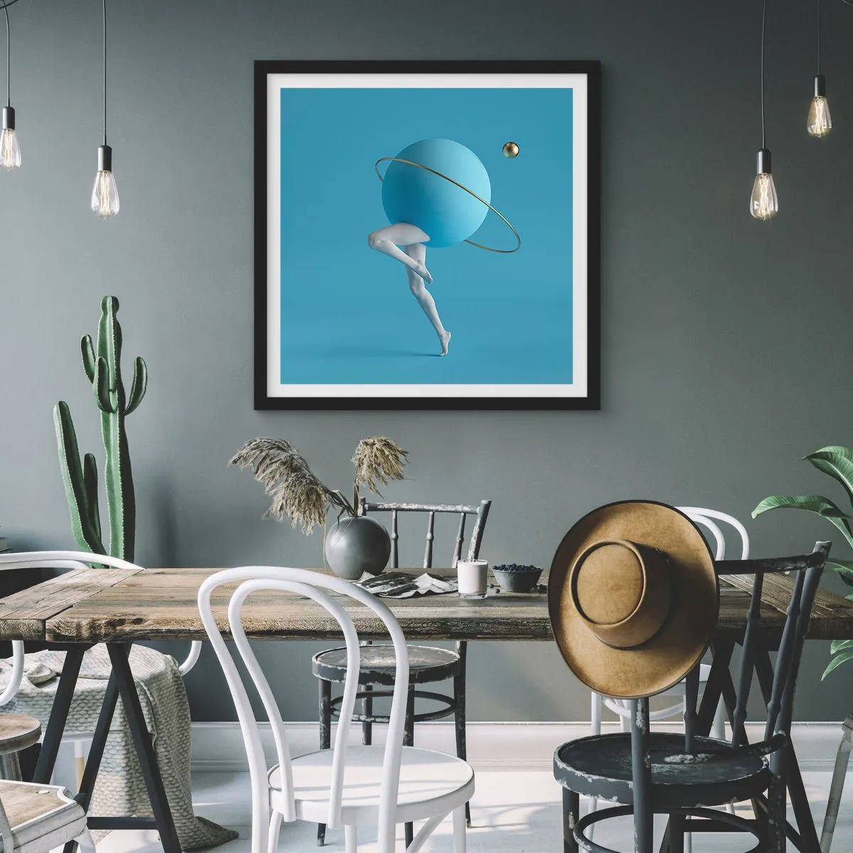 Poster in een zwarte lijst - En de planeten zijn gek geworden - 50x50 cm