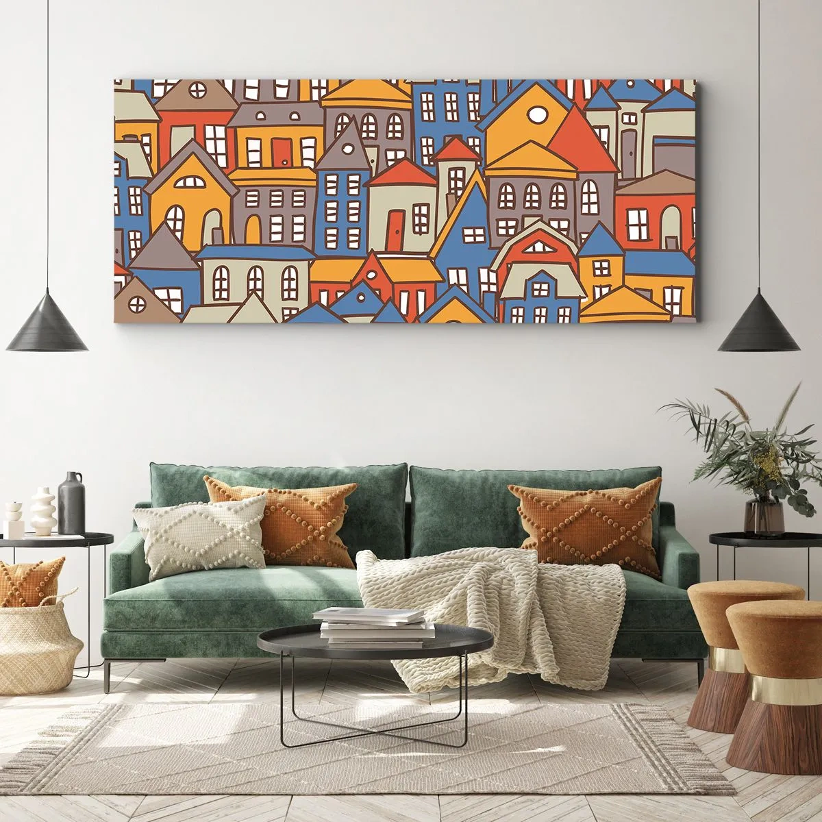 Schilderen op canvas - Achter het huis is een huis - 120x50 cm