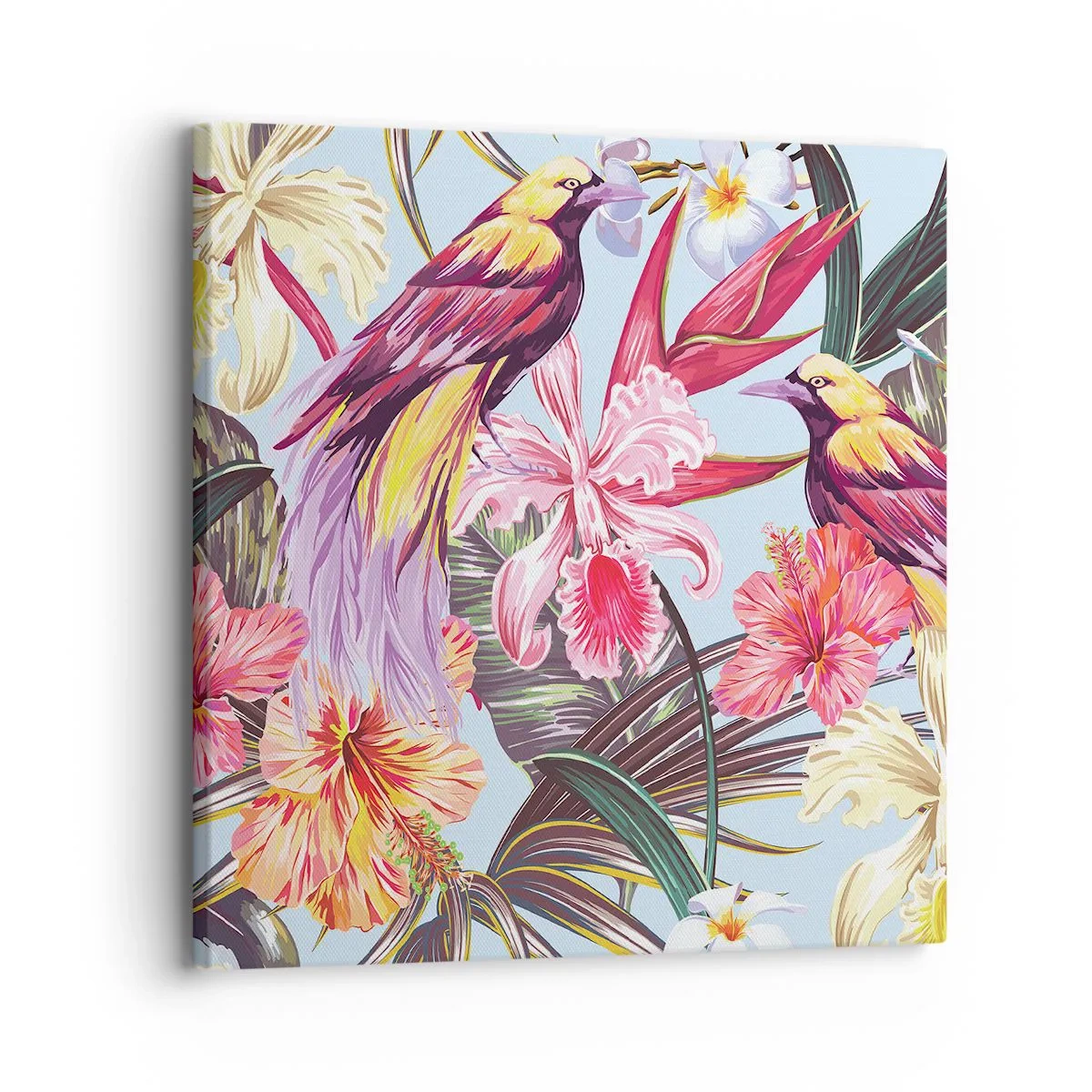 Schilderen op canvas - Bloemblaadjes en veren - 30x30 cm