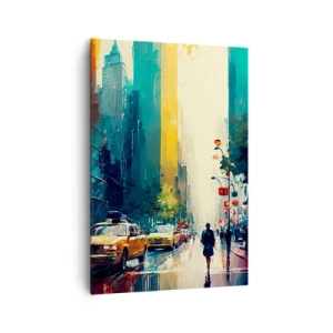 Schilderen op canvas - New York – zelfs de regen is hier kleurrijk - 70x100 cm