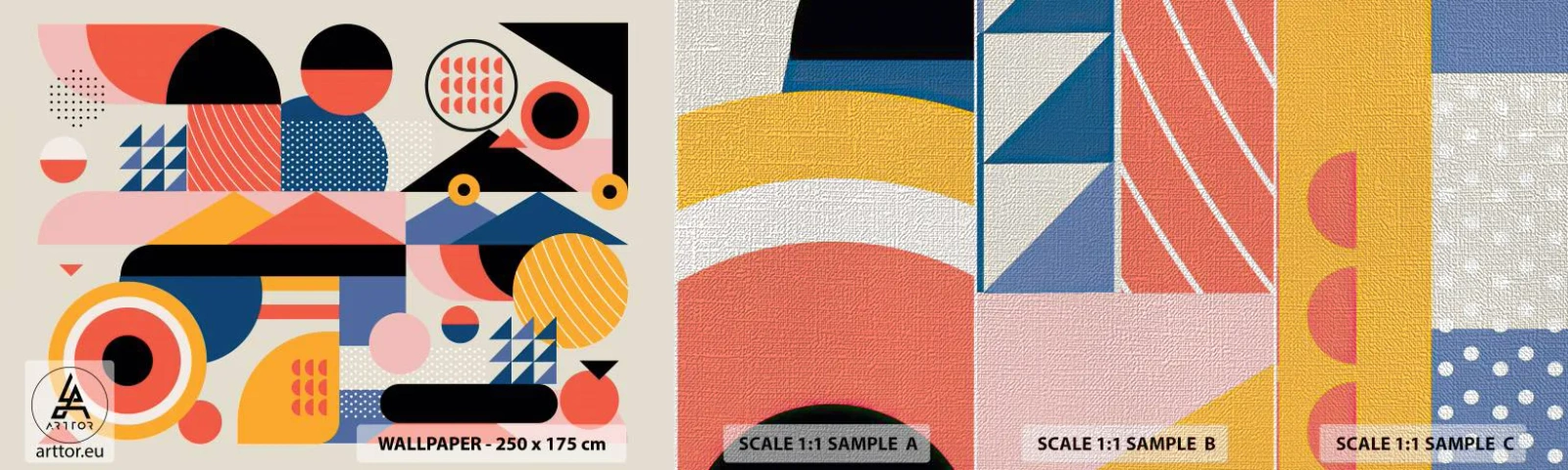 Fotobehang Monster Premium Canvas - Compositie: speel rond - Abstractie, Vector, Modern - 100x30 cm