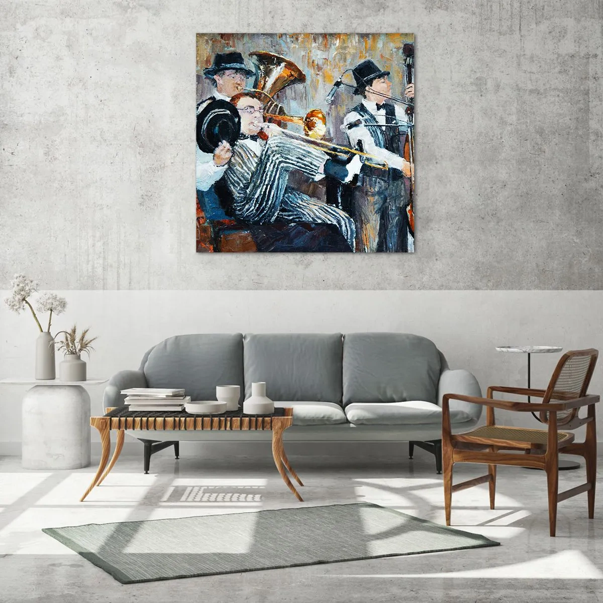 Schilderen op glas - Al die jazz - 40x40 cm