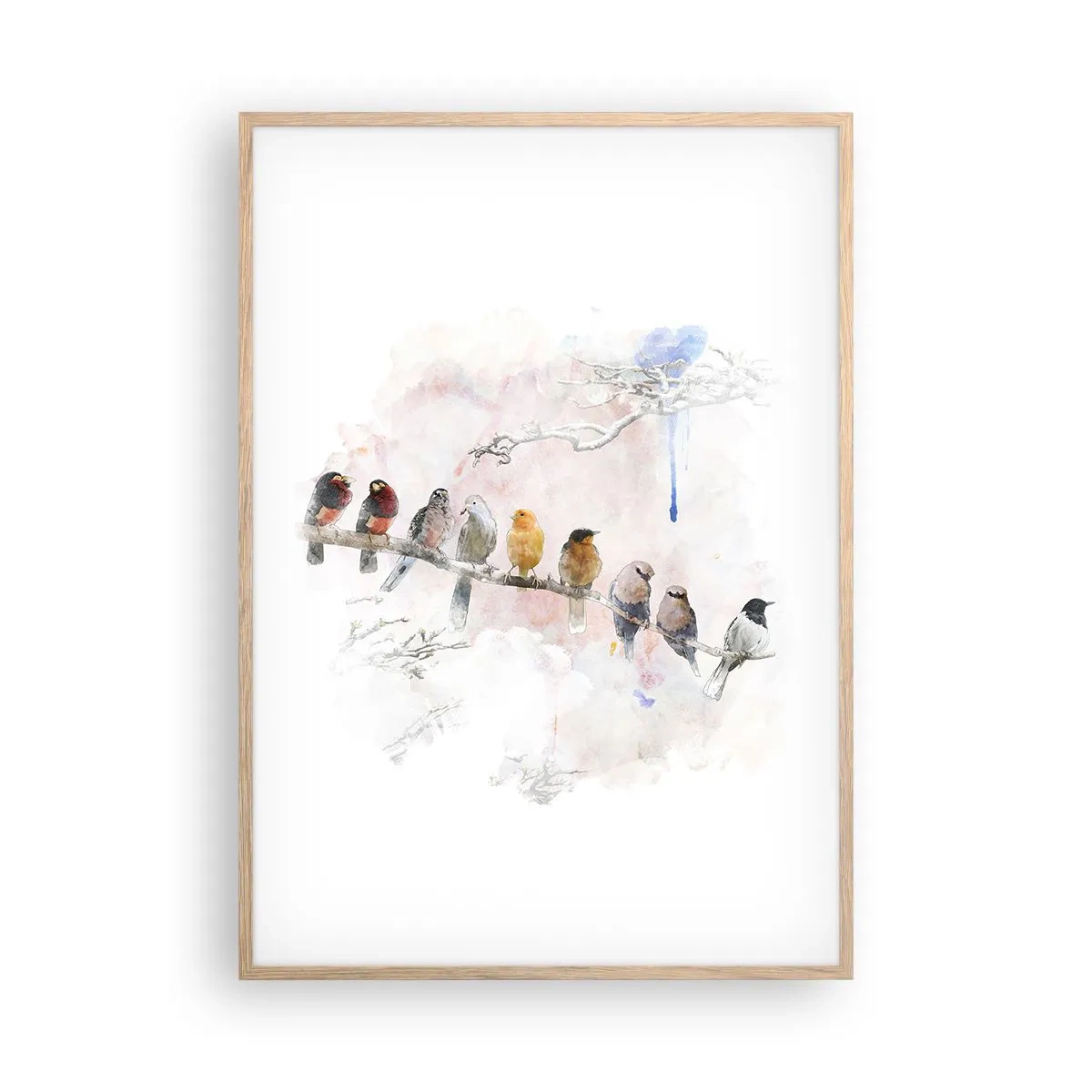 Een poster in een licht eiken lijst - Gevleugelde ontmoeting - 70x100 cm