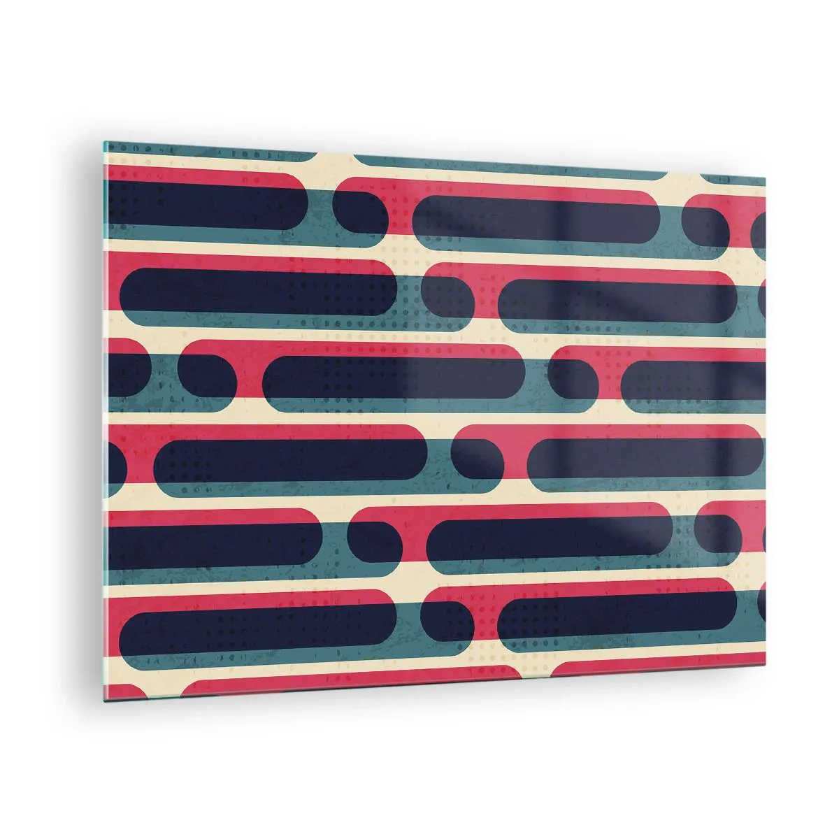 Schilderen op glas - Abstracte retrolijnen - 70x50cm - In de diepte en vooruit - Moderne wanddecoratie voor woonkamer en slaapkamer ARTTOR