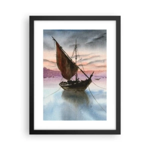 Poster in een zwarte lijst - Avond in de haven - 30x40 cm