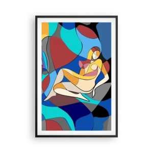 Poster in een zwarte lijst - Kubistisch naakt - 61x91 cm