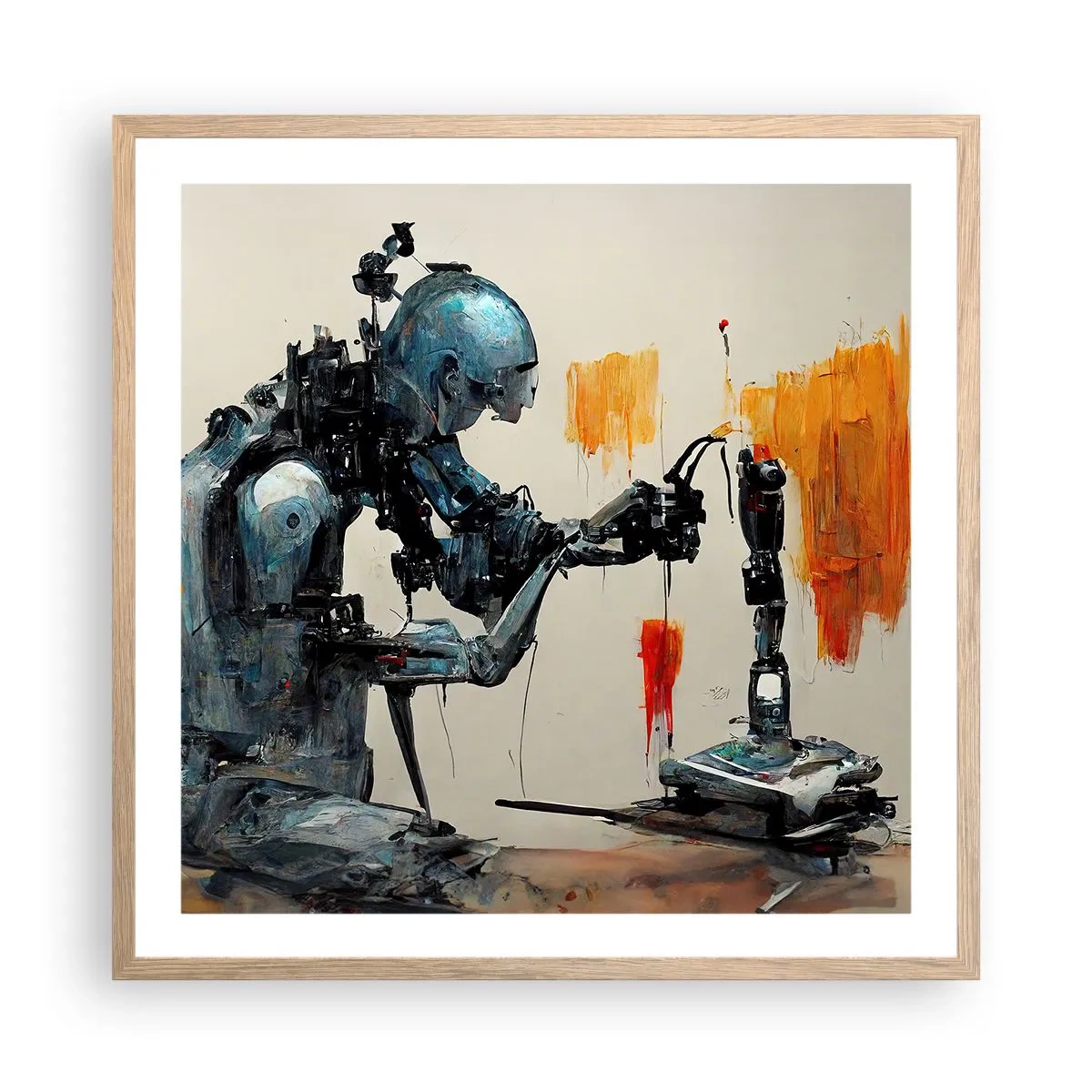 Een poster in een licht eiken lijst - Morgen al… - 60x60 cm