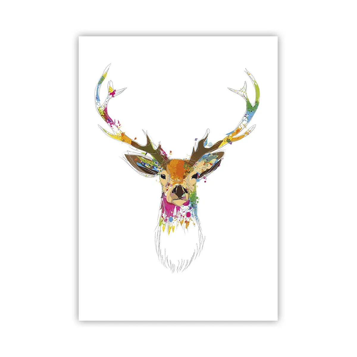 Poster - Een zacht hert badend in kleur - 70x100 cm