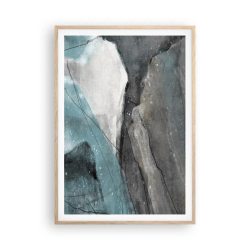 Een poster in een licht eiken lijst - Abstractie: rotsen en ijs - 70x100 cm