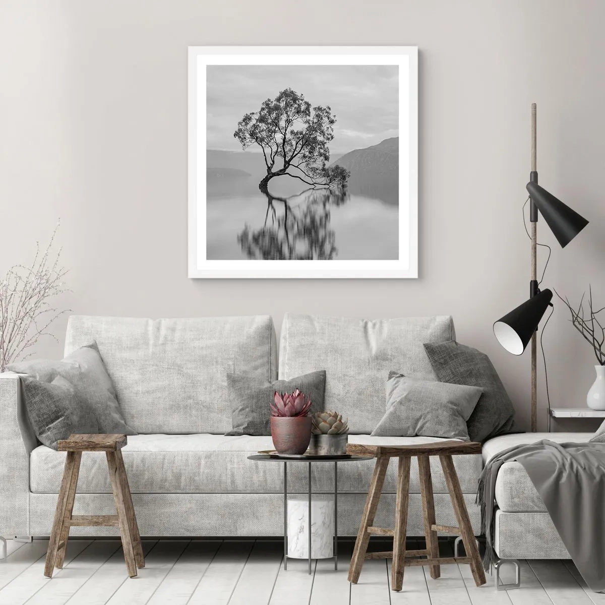 Poster in een witte lijst - Er is zo'n land - 50x50 cm