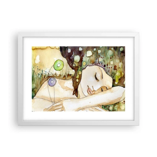 Poster in een witte lijst - Een smaragd-violette droom - 40x30 cm