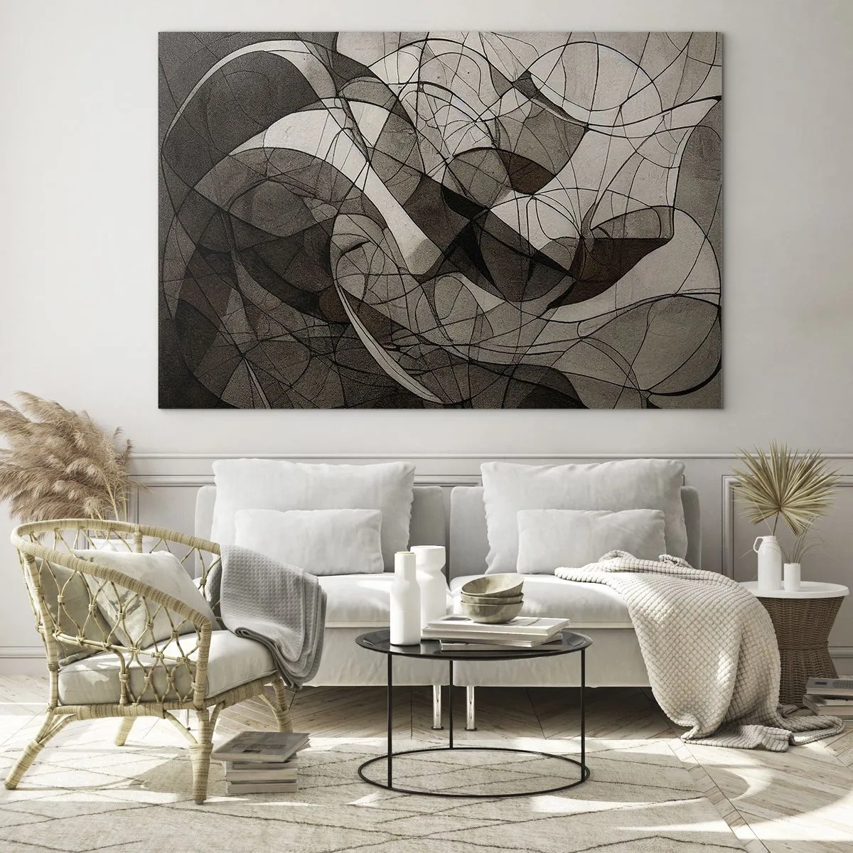 Schilderen op glas - Circulatie van aardekleuren - 100x70 cm