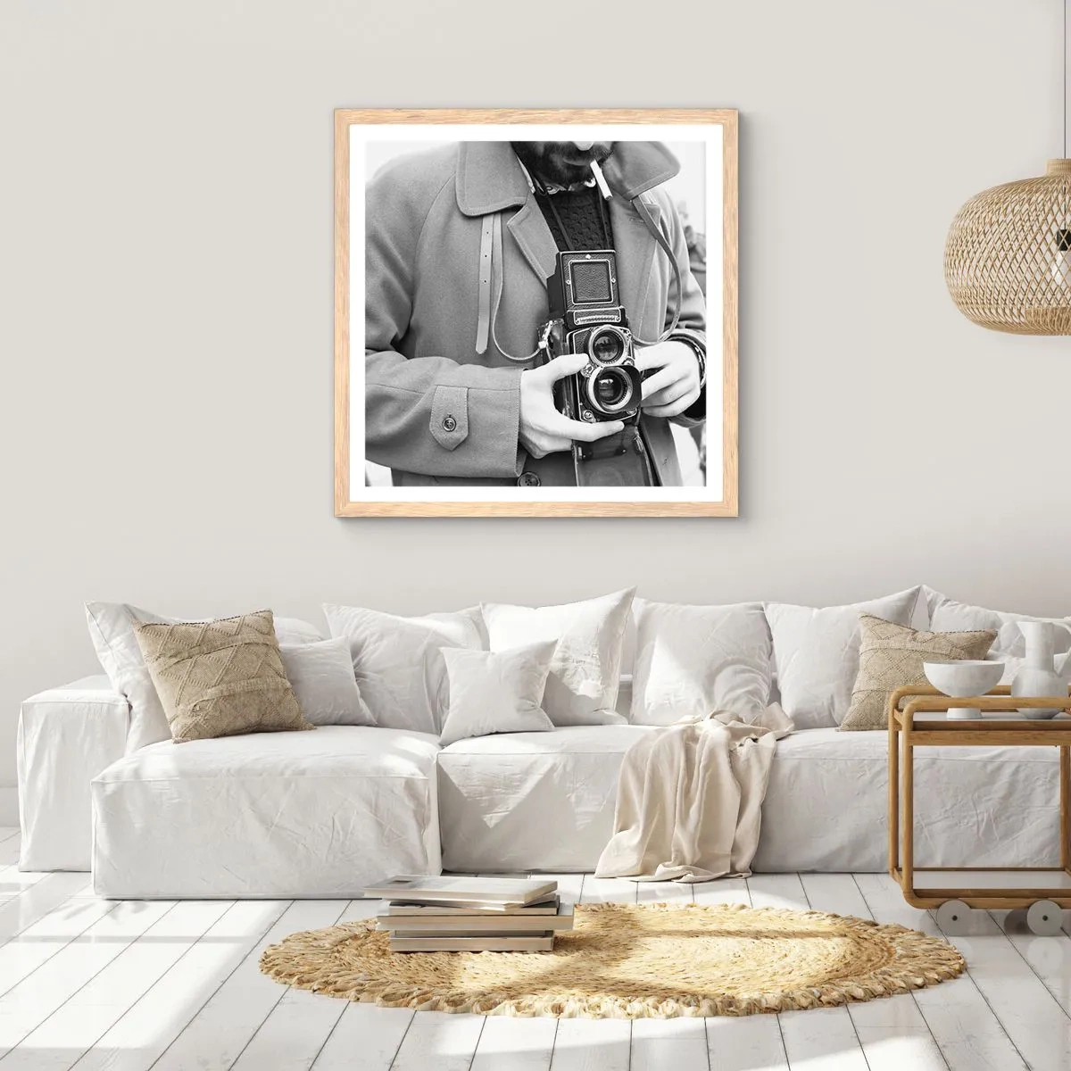 Een poster in een licht eiken lijst - Retro stijl - 30x30 cm