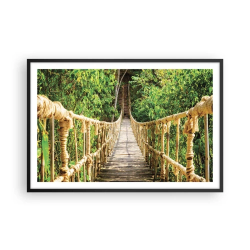 Poster in een zwarte lijst - Opgeschort in het groen - 91x61 cm