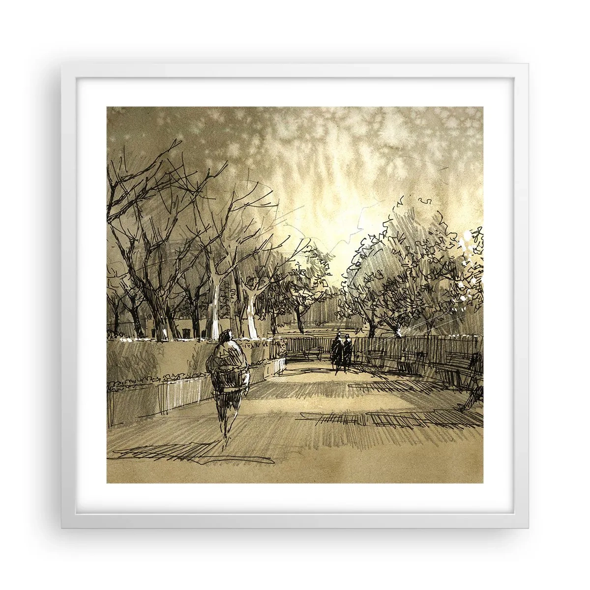 Poster in een witte lijst - Een moment gestopt met een veer - 50x50 cm