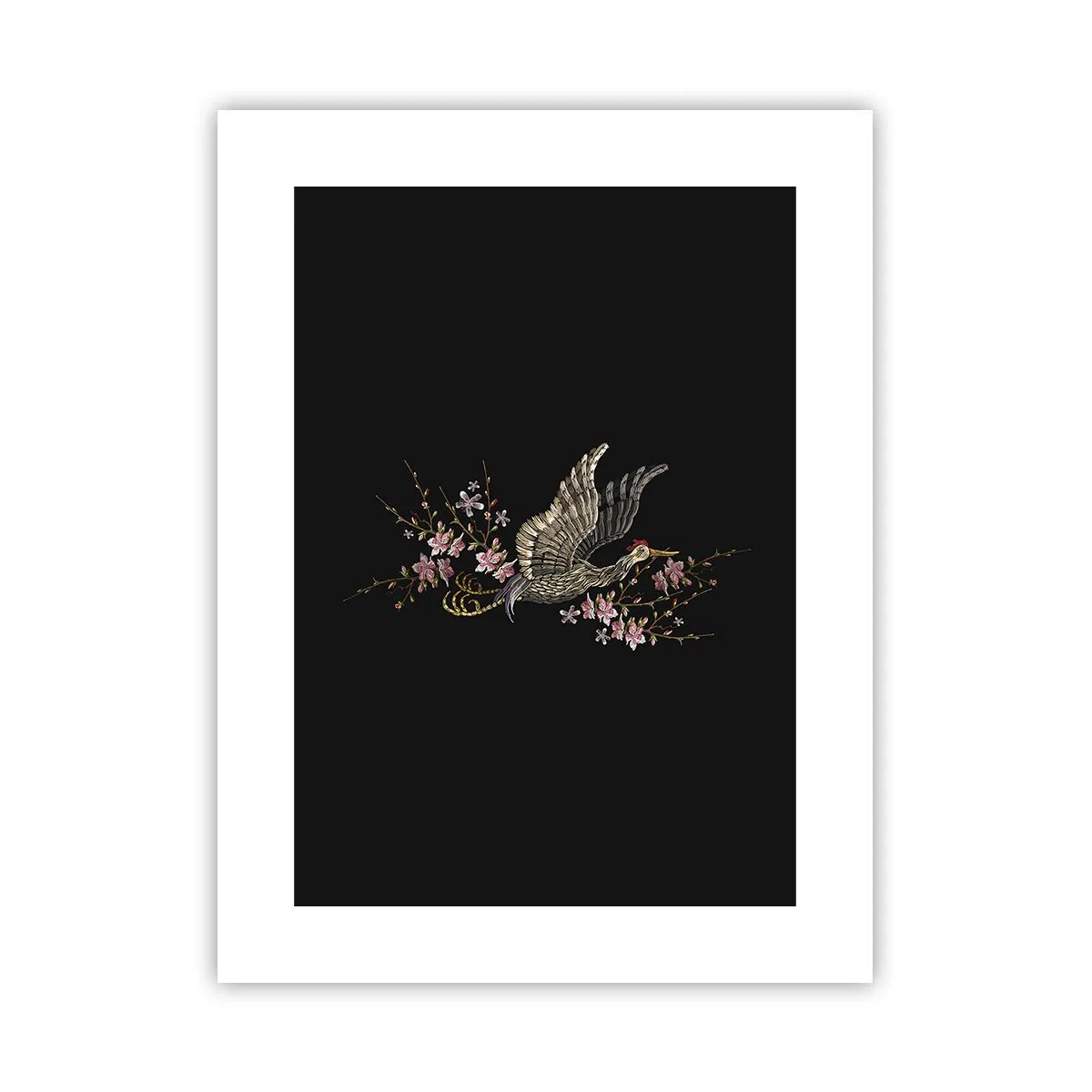 Poster - Exotische geborduurde vogel - 30x40 cm