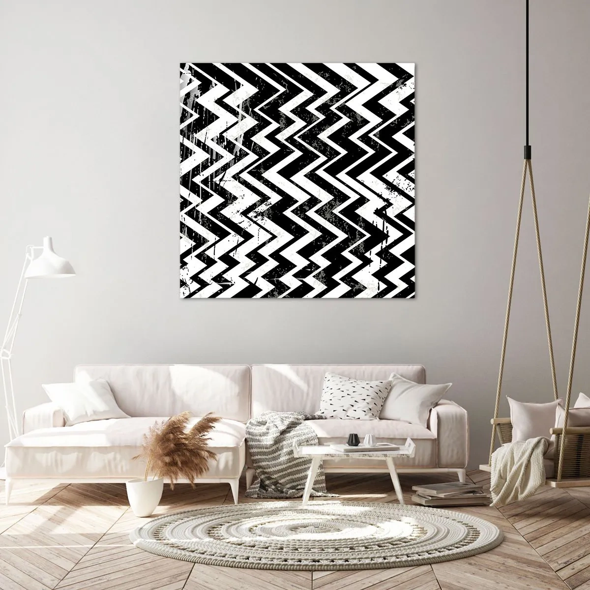 Schilderen op canvas - Zyg-wit, zag-zwart - 50x50 cm
