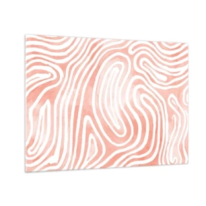 Schilderen op glas - Abstract patroon in witte en koraaltinten - 70x50cm - In het koraallabyrint - Moderne wanddecoratie voor woonkamer en slaapkamer ARTTOR