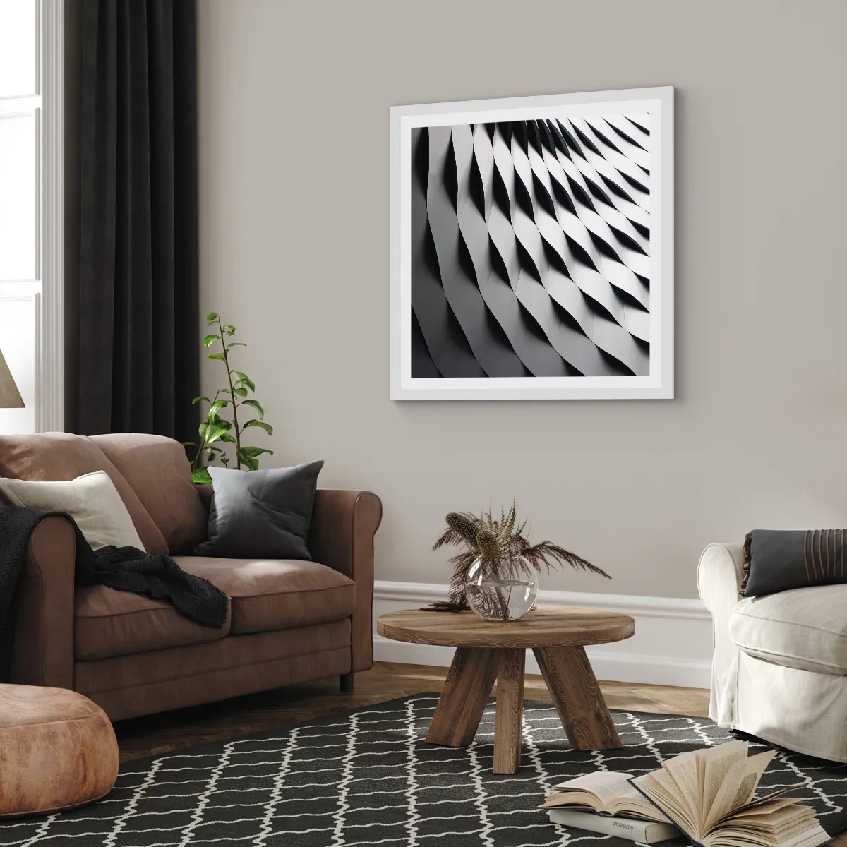 Poster in een witte lijst - Aan de oppervlakte van de golven - 40x40 cm