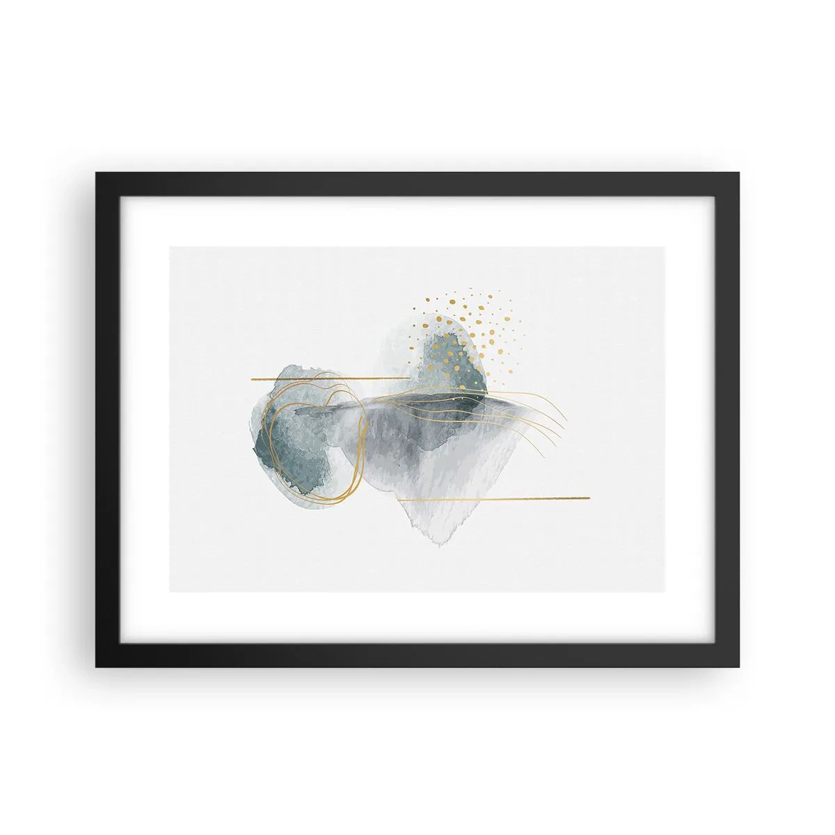 Poster in een zwarte lijst - Over de relatie tussen grijs en goud - 40x30 cm