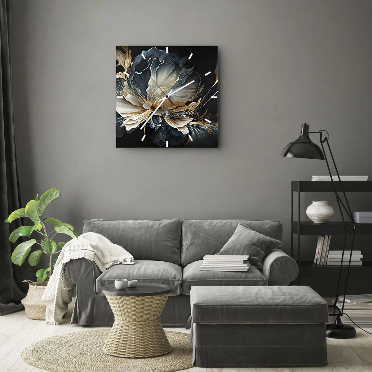 Wandklok - Klok - Sprookjesachtige varenbloem - 40x40 cm