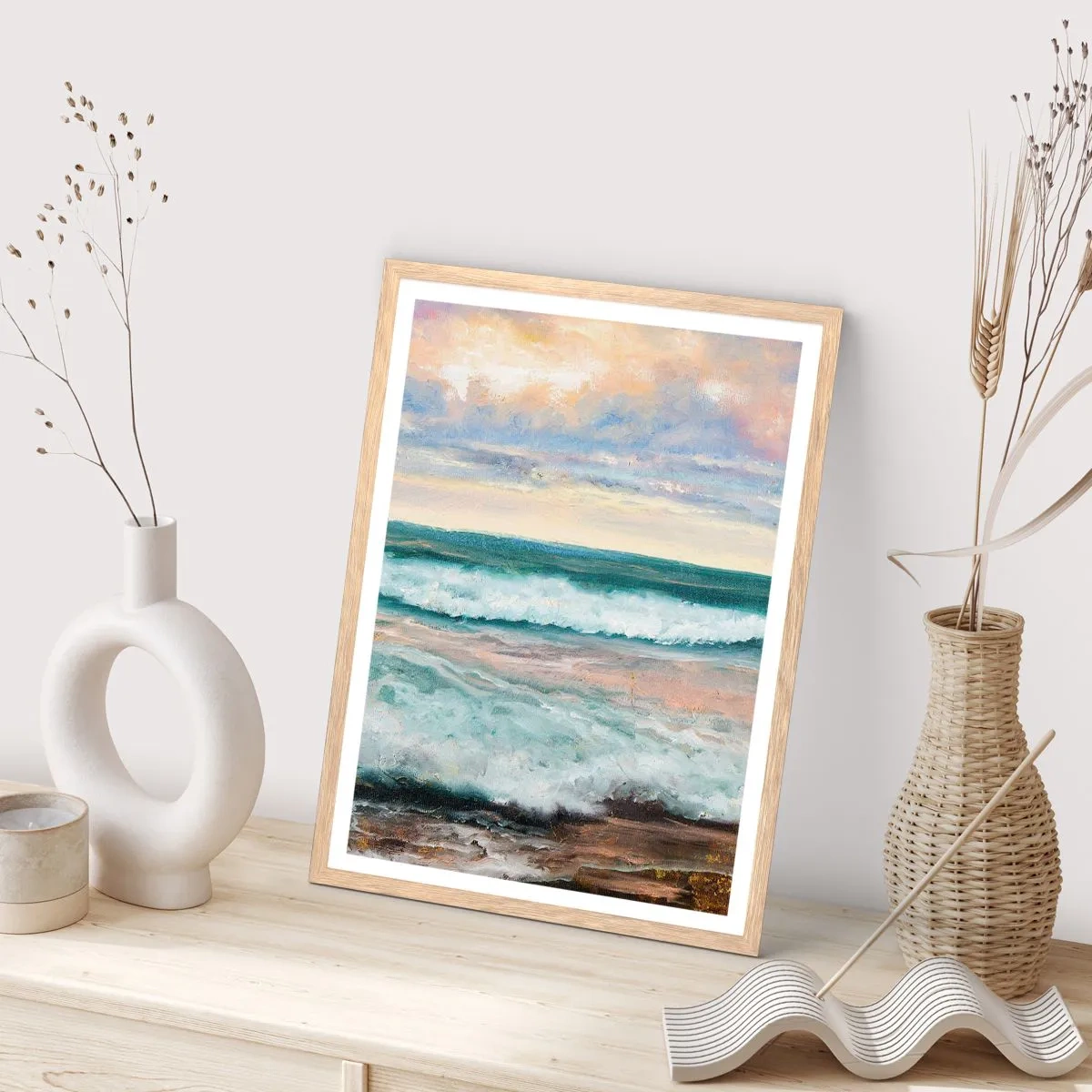 Een poster in een licht eiken lijst - Hier maak je je ziel glad - 40x50 cm