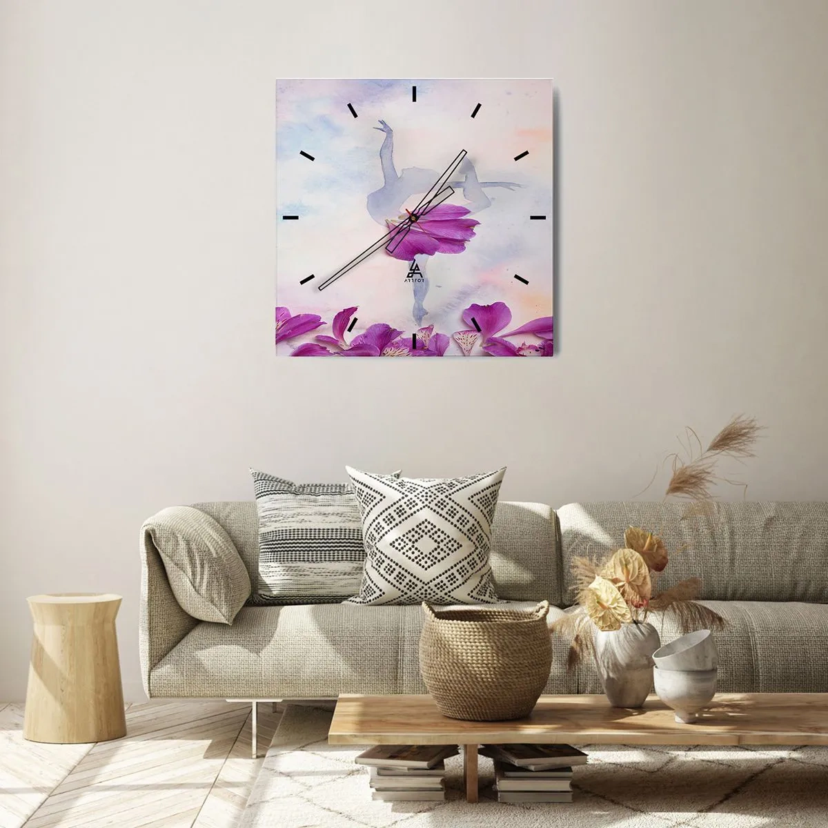 Wandklok - Klok - Delicaat als een bloem - 30x30 cm