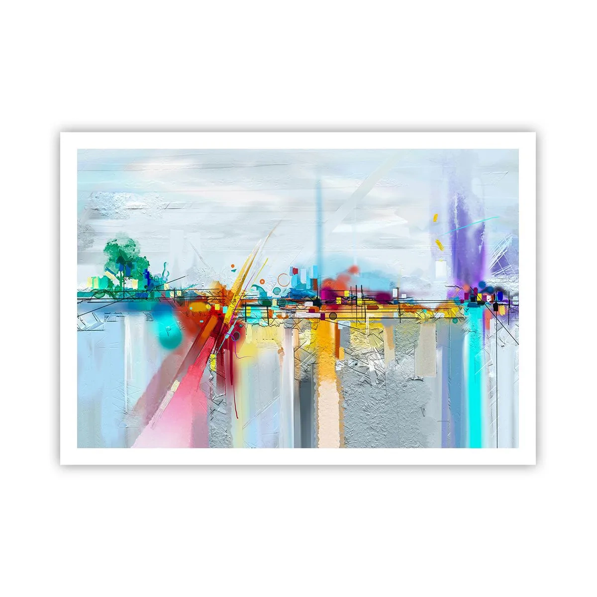 Poster - Brug van vreugde bij de rivier van het leven - 100x70 cm