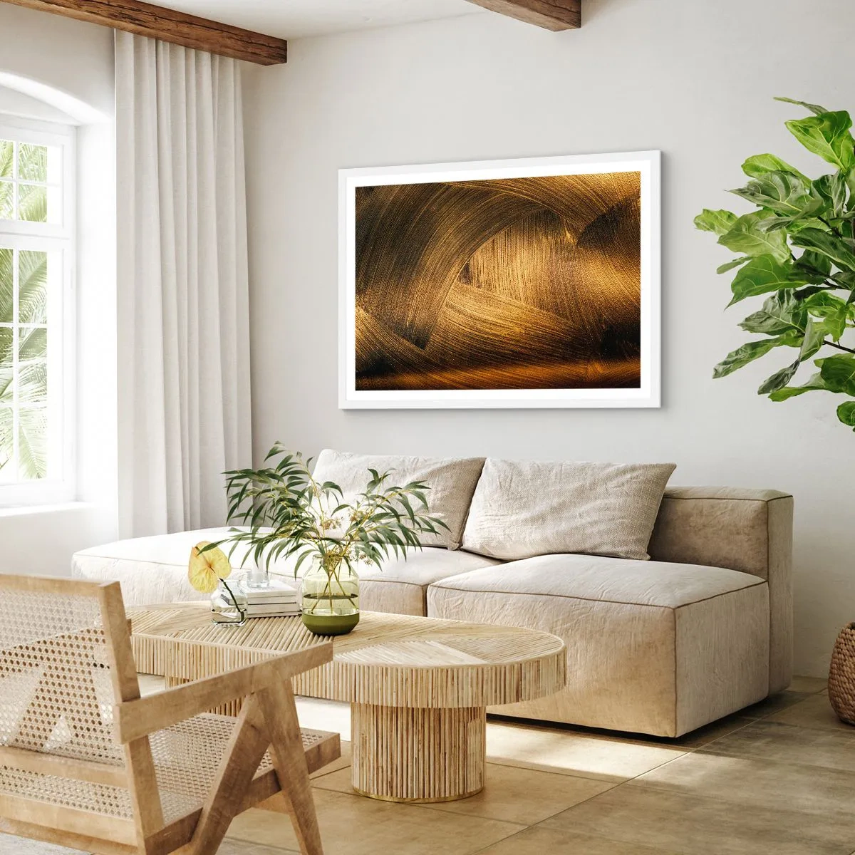 Poster in een witte lijst - In een gouden doolhof - 100x70 cm