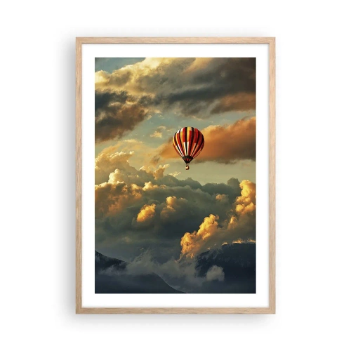 Een poster in een licht eiken lijst - Ik vlieg omdat ik dat wil - 50x70 cm
