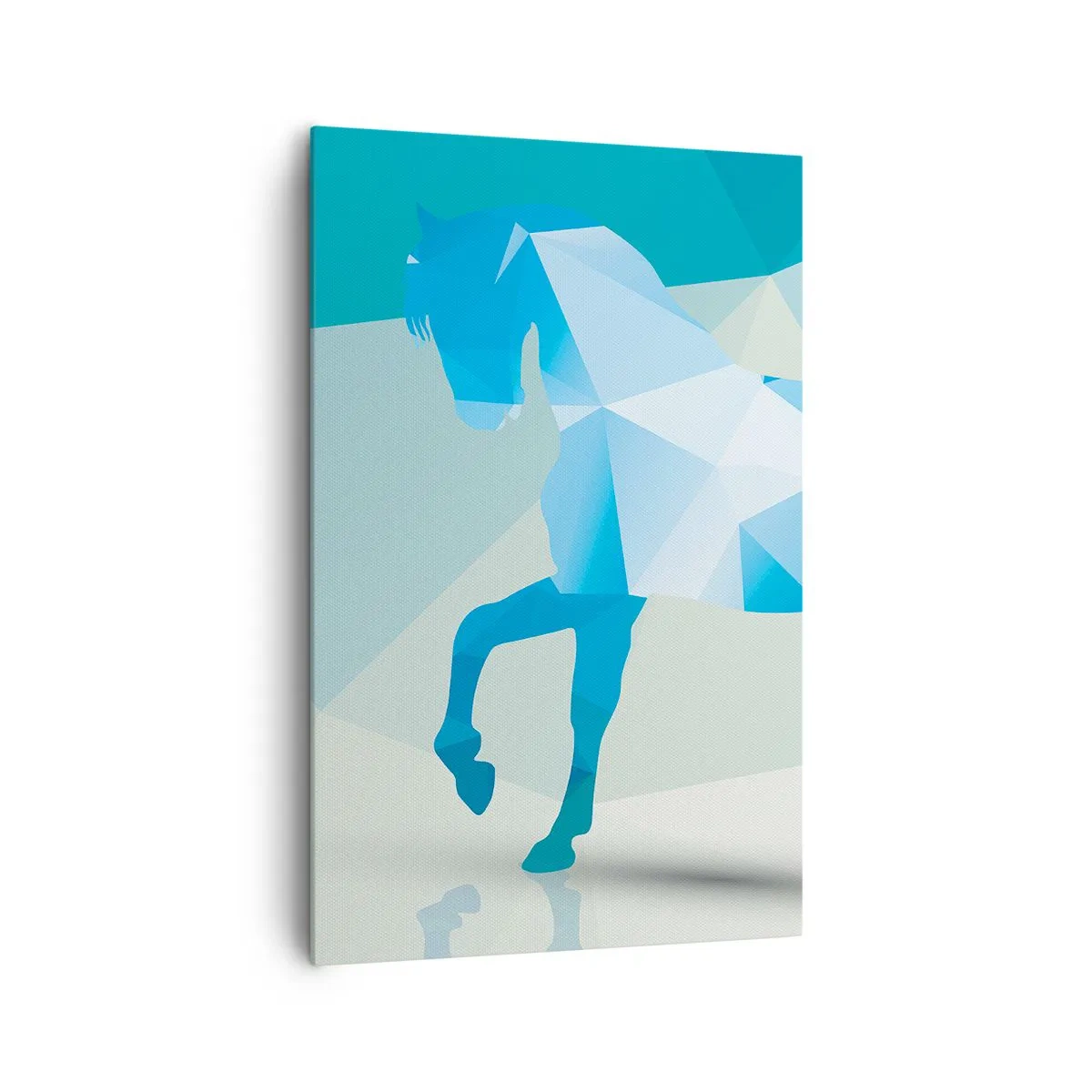 Schilderen op canvas - Geometrisch paard in turkoois - 80x120 cm