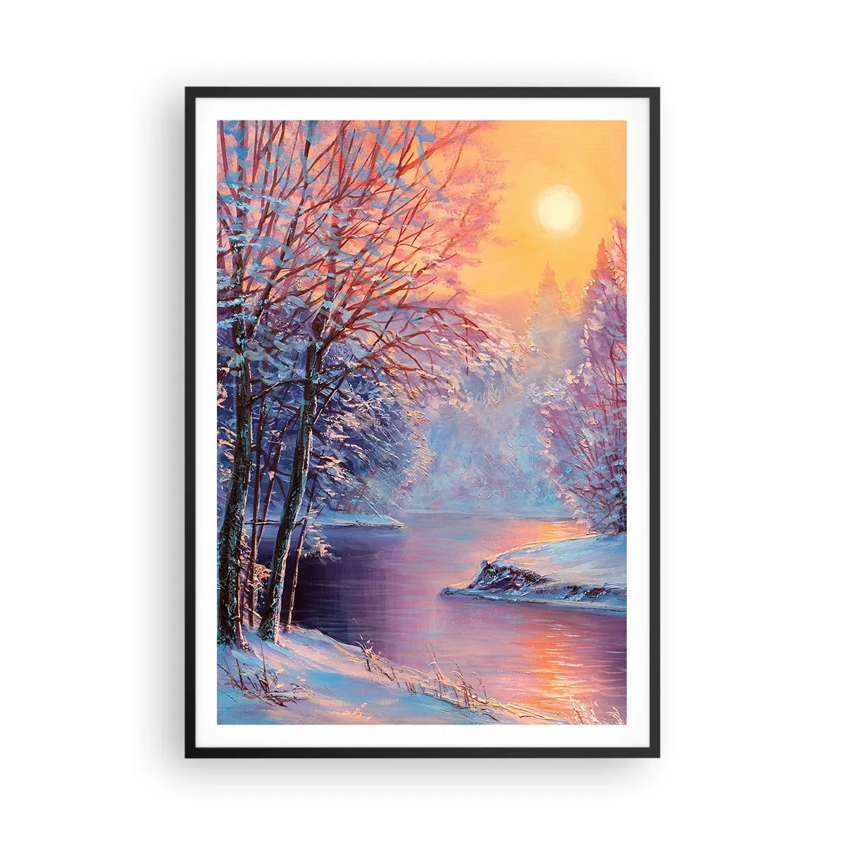 Poster in een zwarte lijst - De kleuren van de winter - 70x100 cm