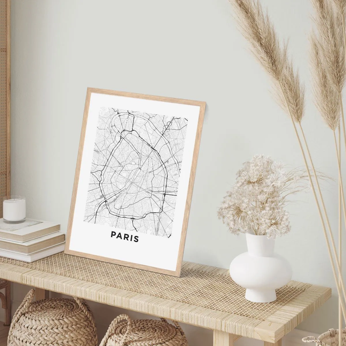 Een poster in een licht eiken lijst - Parijs bloem - 30x40 cm