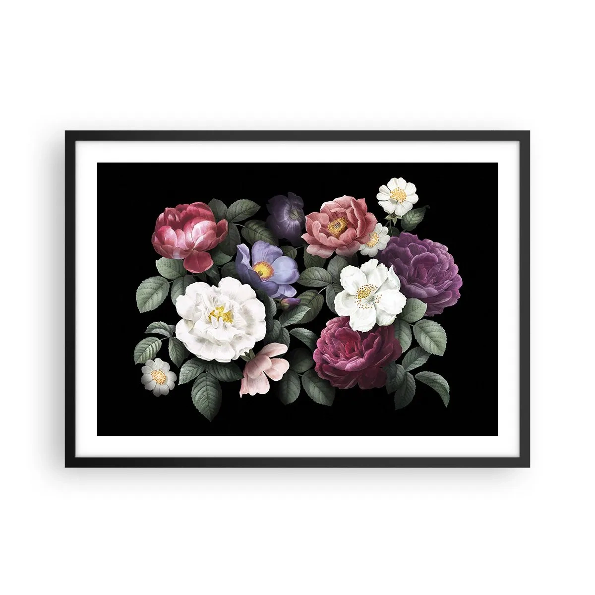 Poster in een zwarte lijst - Uit de Engelse tuin - 70x50 cm