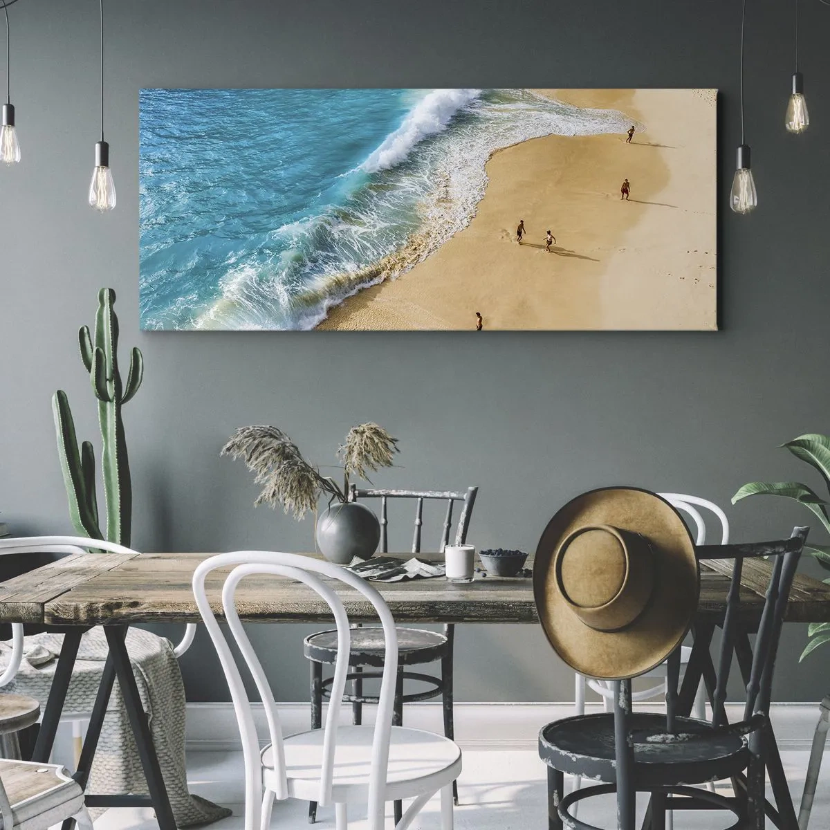 Schilderen op canvas - En dan de zon, het strand… - 160x50 cm