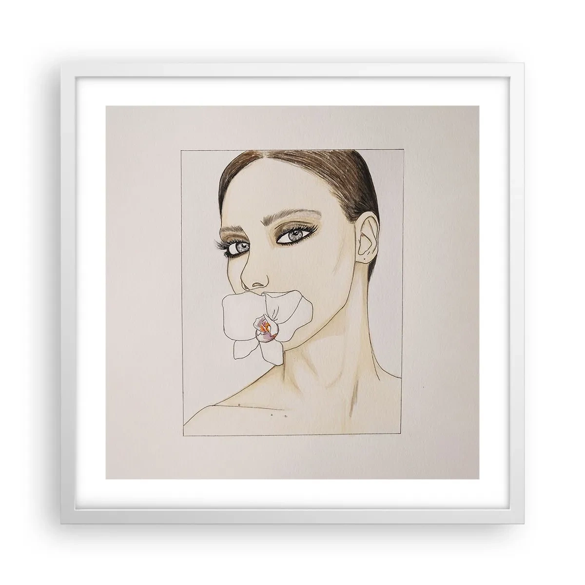 Poster in een witte lijst - Een symbool van elegantie en schoonheid - 50x50 cm
